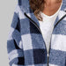 Color-Plaid Zip-Up Hooded Jacket with Pockets-Fancey Boutique