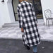 Color-Plaid Collared Neck Slit Longline Coat-Fancey Boutique