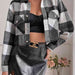 Color-Plaid Collared Neck Button Down Jacket-Fancey Boutique