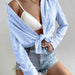 Color-S-Heart Collared Neck Button Down Shirt-Fancey Boutique