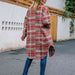 Color-Plaid Collared Neck Button Down Longline Jacket-Fancey Boutique