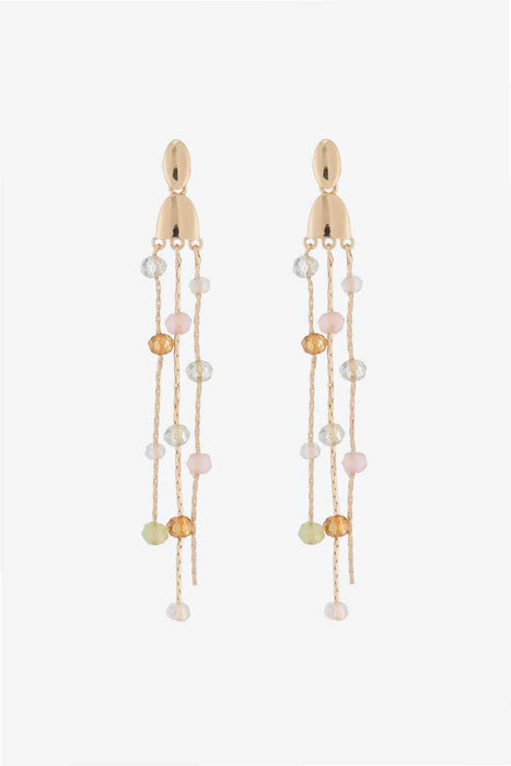 Color-One Size-Beaded Long Chain Earrings-Fancey Boutique