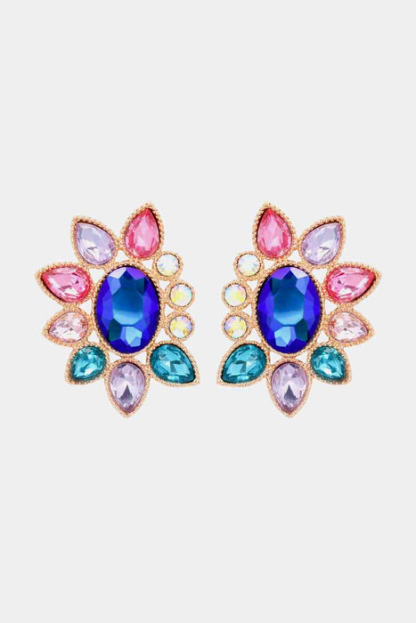 Color-One Size-Geometrical Shape Glass Stone Dangle Earrings-Fancey Boutique