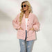 Color-Button Down Dropped Shoulder Jacket with Pockets-Fancey Boutique