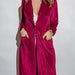 Color-Collared Neck Longline Velvet Cardigan with Pockets-Fancey Boutique