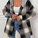 Color-Plaid Drawstring Hooded Jacket-Fancey Boutique