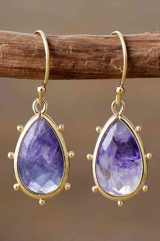 Color-One Size-Natural Stone Teardrop Earrings-Fancey Boutique