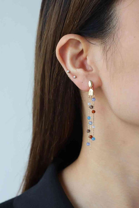 Color-Beaded Long Chain Earrings-Fancey Boutique