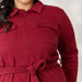 Color-Culture Code Full Size Tie Front Half Zip Long Sleeve Shirt Dress-Fancey Boutique