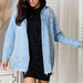 Color-RISEN Full Size Distressed Raw Hem Denim Jacket-Fancey Boutique