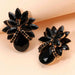 Color-Flower Shape Glass Stone Stud Earrings-Fancey Boutique