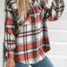 Color-Plaid Collared Neck Button Down Jacket-Fancey Boutique