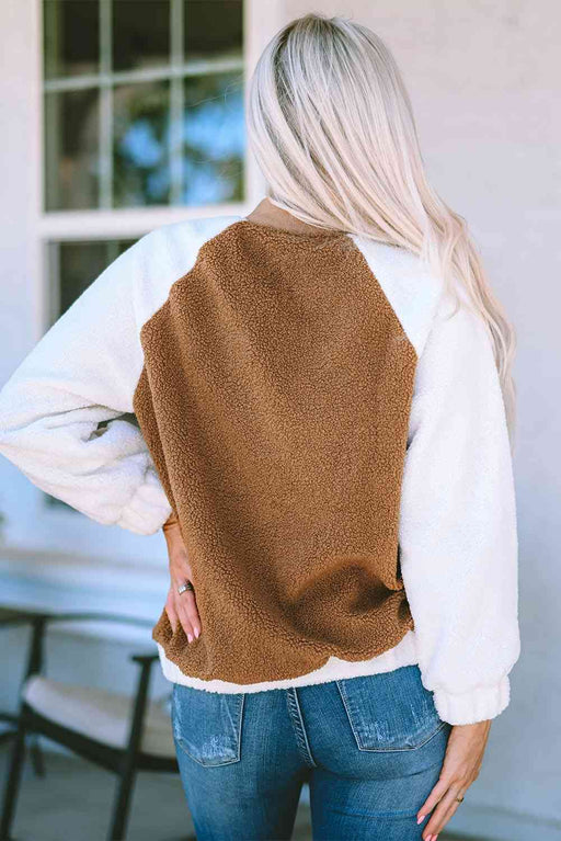 Color-Snap Down Raglan Sleeve Jacket-Fancey Boutique