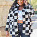 Color-Double Take Full Size Checkered Button Front Coat with Pockets-Fancey Boutique