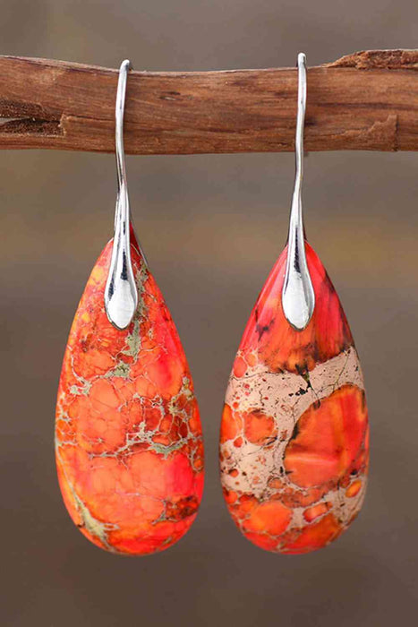 Color-One Size-Handmade Teardrop Shape Natural Stone Dangle Earrings-Fancey Boutique