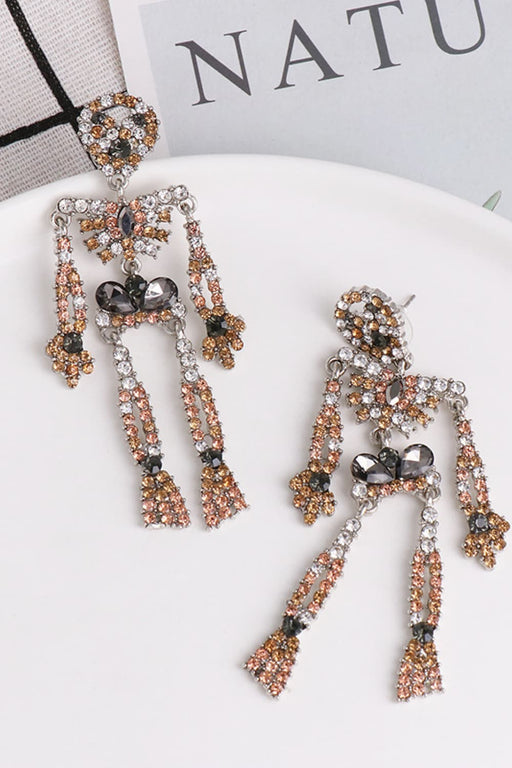 Color-Skeleton Shape Glass Stone Dangle Earrings-Fancey Boutique