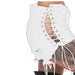 Color-White-Women Ripped Side Corns Bandage Denim Shorts Women Wear Color Cloth Big Pants-Fancey Boutique