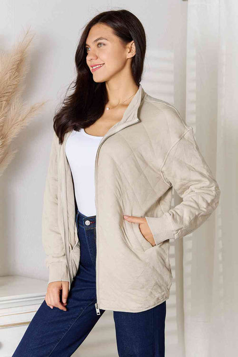 Color-Heimish Full Size Zip-Up Jacket with Pockets-Fancey Boutique