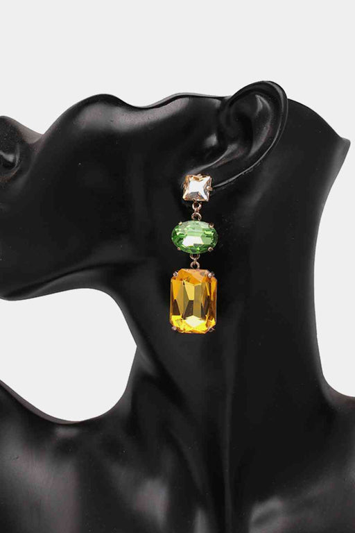 Color-Geometrical Shape Glass Dangle Earrings-Fancey Boutique