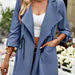 Color-Open Front Drawstring Trench Coat with Pockets-Fancey Boutique