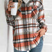 Color-S-Plaid Collared Neck Button Down Jacket-Fancey Boutique