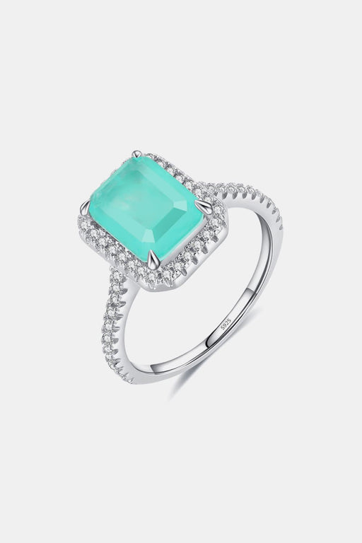Color-5-925 Sterling Silver Rectangle Shape Tourmaline Ring-Fancey Boutique