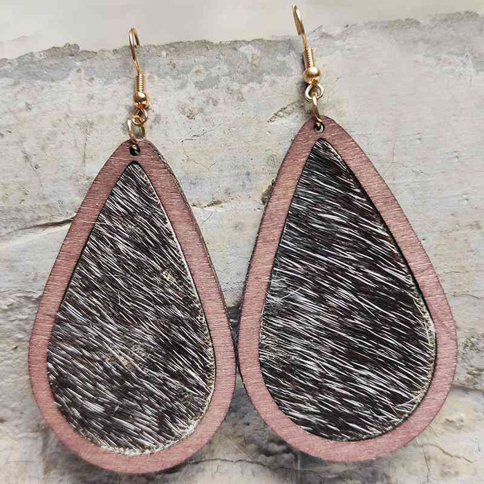 Color-One Size-Teardrop Shape Wooden Dangle Earrings-Fancey Boutique