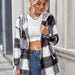 Color-S-Plaid Hooded Jacket with Pockets-Fancey Boutique