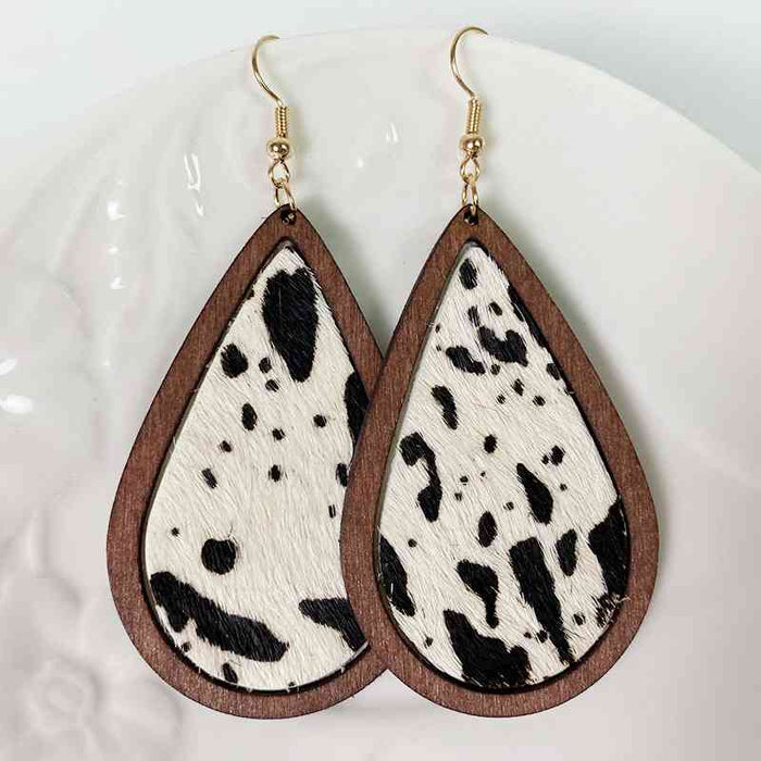 Color-One Size-Teardrop Shape Wooden Dangle Earrings-Fancey Boutique