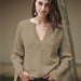 Color-Autumn Solid Color Pullover Sweater Women Office V-neck Plus Size Loose Sweater-Fancey Boutique