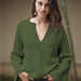 Color-Autumn Solid Color Pullover Sweater Women Office V-neck Plus Size Loose Sweater-Fancey Boutique