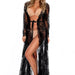 Color-Black-Sexy Lace Lace Panel Long-sleeve Beach Swimsuit Blouse Coat-Fancey Boutique