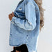 Color-Distressed Snap Down Denim Jacket-Fancey Boutique