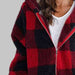 Color-Plaid Zip-Up Hooded Jacket with Pockets-Fancey Boutique