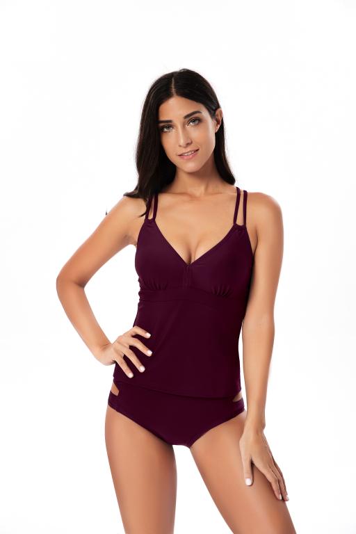 Color-Purple-Swimsuit Women Sexy Solid Color Swimsuit Women Split Swimsuit-Fancey Boutique