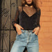 Color-Sexy Sheer Mesh T shirt Women Long-Sleeved Bright Silk Bottoming Shirt Top-Fancey Boutique