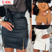 Color-Leather Skirt Faux Leather Sexy Lace-up Zipper High Waist Sheath Skirt-Fancey Boutique