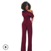 Color-Red-1-New Classic Solid Color Diagonal Collar Button One Piece Wide Leg Jumpsuit-Fancey Boutique