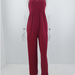 Color-Burgundy-Summer Knitted Office Pocket V Neck Solid Color Women Jumpsuit-Fancey Boutique