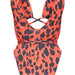 Color-Red-Sexy Leopard Print Snakeskin Printed Lace up One-Piece Swimsuit-Fancey Boutique