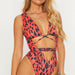 Color-Sexy Leopard Print Snakeskin Printed Lace up One-Piece Swimsuit-Fancey Boutique