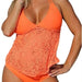 Color-Orange Pattern-Plus Size Ladies Mesh Pattern plus-Sized Split plus-Sized Bikini Tankini-Fancey Boutique