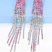 Color-One Size-Rhinestone Fringed Dangle Earrings-Fancey Boutique