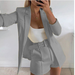 Color-Top Shorts Suit with belt Sexy Women Casual Polo Collar Cardigan-Fancey Boutique