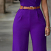 Color-Purple-Women Clothing High Waist V neck Wide Leg Irregular Asymmetric One Piece Pant Belt Jumpsuit-Fancey Boutique