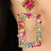 Color-Square Shape Glass Stone Dangle Earrings-Fancey Boutique