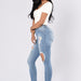 Color-High Waist High Elastic Volume Product Ripped Pencil Tappered Jeans-Fancey Boutique