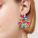 Color-Flower Shape Glass Stone Dangle Earrings-Fancey Boutique