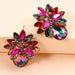 Color-Flower Shape Glass Stone Stud Earrings-Fancey Boutique