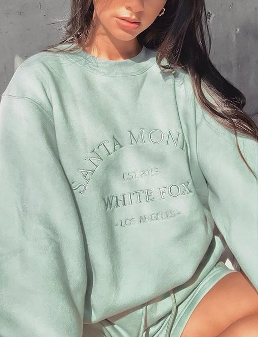 Color-Women Sweater Letter Graphic Embroidery Loose Casual Long Sleeves Fleece Pullover-Fancey Boutique